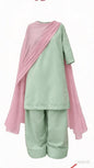 🌸 Mint Green 3 Piece Suit with Pink Chiffon Dupatta | Elegant Summer Collection 💚🩷