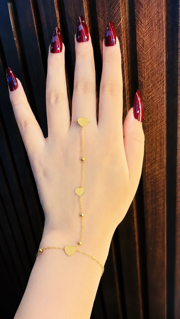 Gold Bracelet with Ring Set 💛