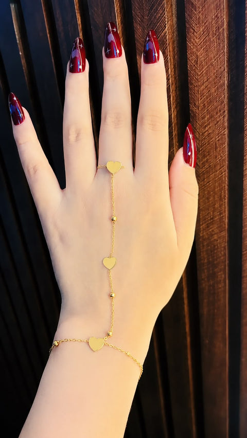Gold Bracelet with Ring Set 💛