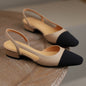 🤍 Elegant Two-Tone Slingback Low Heels | Chic Women's Dress Shoes ✨