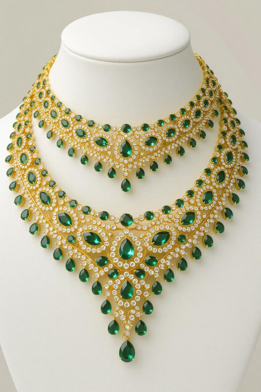 Emerald Green Luxury Bridal Necklace Set