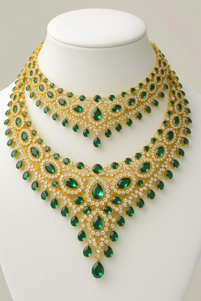 Emerald Green Luxury Bridal Necklace Set