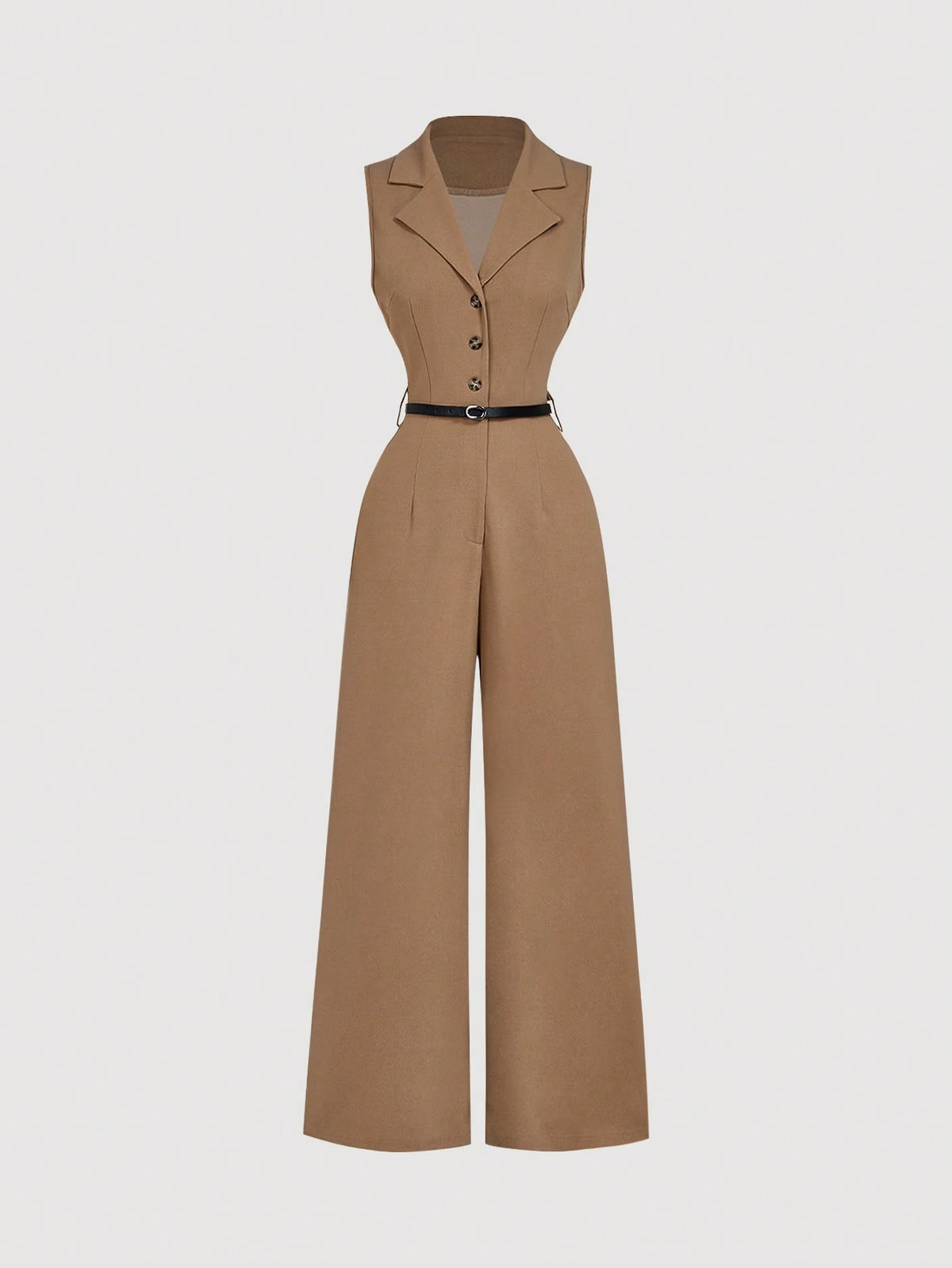 🤎 Elegant Brown Sleeveless Jumpsuit | Chic Wide-Leg Office & Party Wear