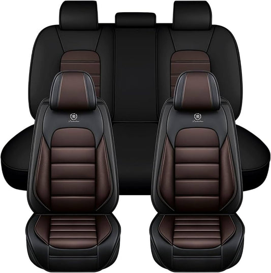 🪑 Luxury Black & Brown Leather Car Seat Covers