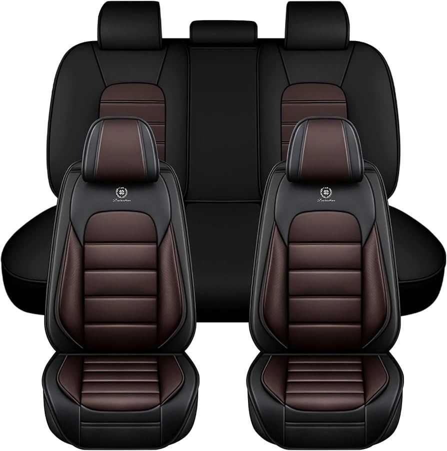 🪑 Luxury Black & Brown Leather Car Seat Covers