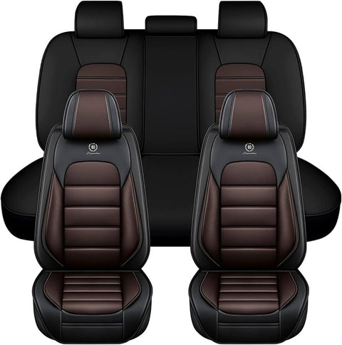 🪑 Luxury Black & Brown Leather Car Seat Covers
