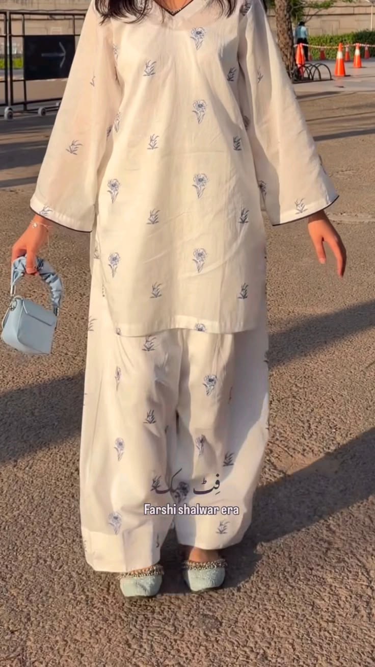 ✨ Elegant White Farshi Shalwar Suit | Minimal Floral Summer Look 🌸