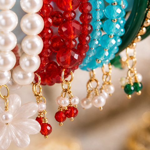 🌈 Handmade Colorful Beaded Charm Bracelet Set
