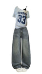 💙 Trendy Oversized Graphic Tee with Wide Leg Jeans | Casual Street Style ✨