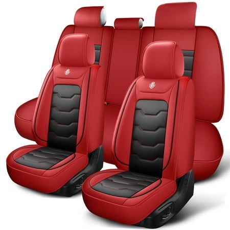❤️ Sporty Red Leather Car Seat Covers